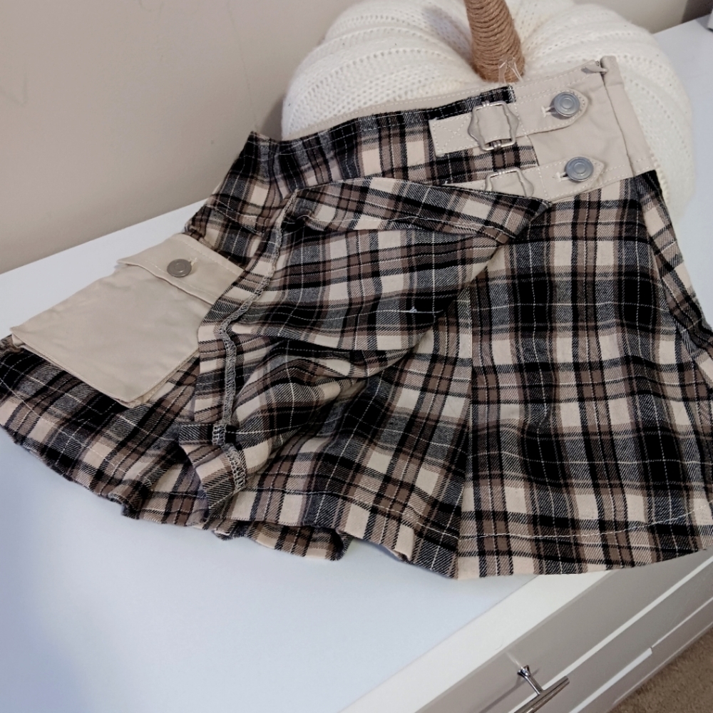 Pacsun plaid beige skirt XS women's size NWT